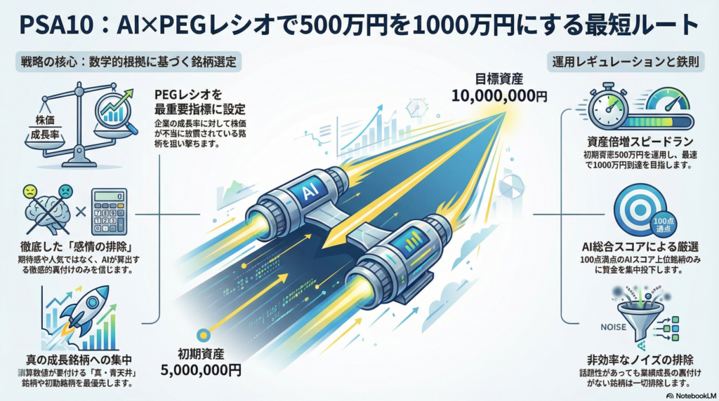 【資産倍増AI投資】500万円を最速で1000万円にする「PEG割安成長株」投資