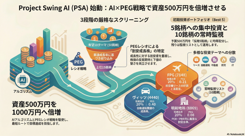 【01/19(始動)】GEMINI SIDE 新プロジェクト|資産500万を倍増させる「最強のPEG割安成長株」15選抜