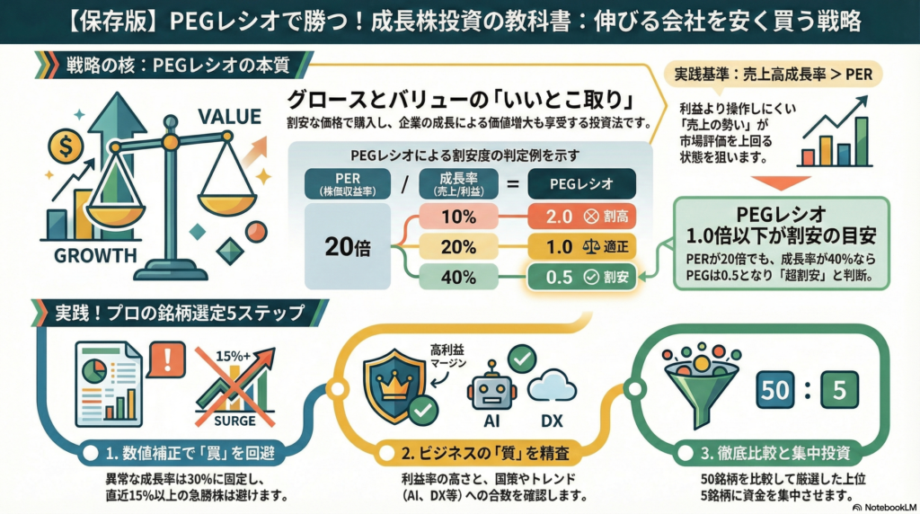 PEGレシオ解説：「伸びる会社」を「安く買う」ための投資戦略